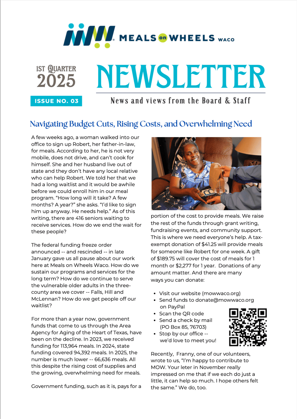 MOW Waco 1st Quarter 2025 Newsletter Thumbnail