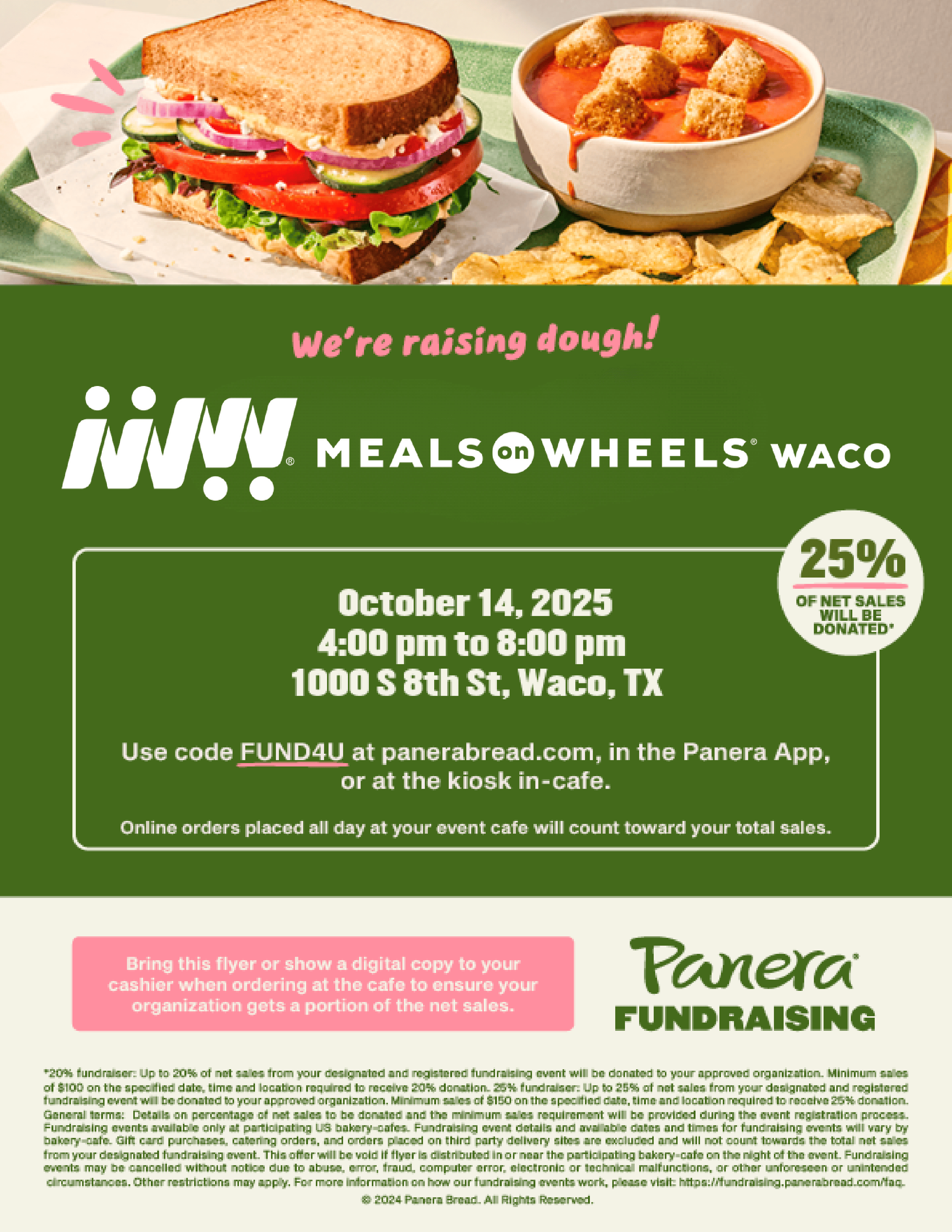 Panera Bread Dine to Donate Flyer